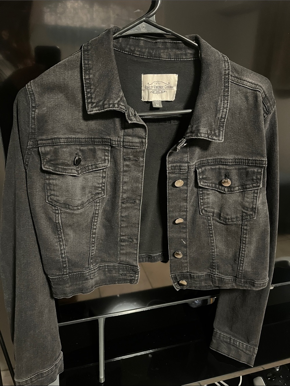 Washed Black Cropped Denim Jacket by Art Class